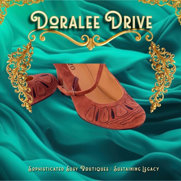 PAZZO Shoes - Vintage Rust Suede Mary Jane Block Heel Brown